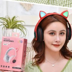Бездротові навушники Bluetooth з котячими вушками LED СXT-B39 CATS Червоні