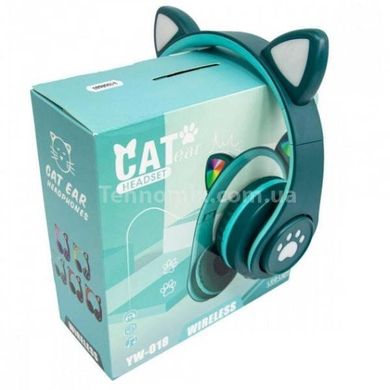 Бездротові навушники Bluetooth з котячими вушками LED YW-018 Зелені