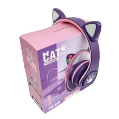 Бездротові навушники Bluetooth з котячими вушками LED YW-018 Фіолетові