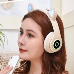 Бездротові навушники Bluetooth з котячими вушками LED СXT-B39 CATS Бежеві