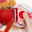 Универсальная овощерезка трехсторонняя для нарезки соломкой Rotary multifunctional peeler Красная