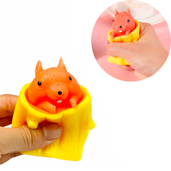 Іграшка-антистрес Pop It Фуфлік — білка, що вистрибує, жовта