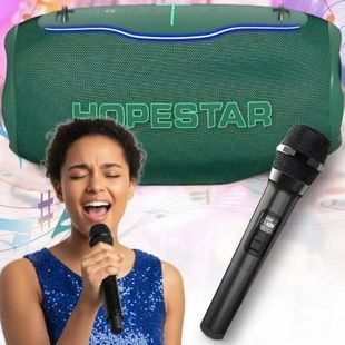 Колонка з мікрофоном акумуляторна 24000 mAh 186 х 404мм Hopestar H86 180W Зелена