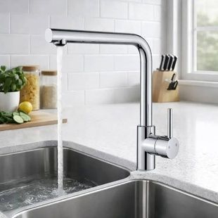 Смеситель кухонный с высоким изогрнутым изливом faucet AND YLN1566H Серый