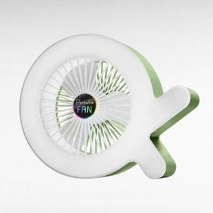 Вентилятор настольный аккумуляторный с RGB подсветкой 1200мАч S-37 Салатовый