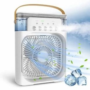 Вентилятор міні з функцією зволожувача та LED підсвічуванням, USB, білий
