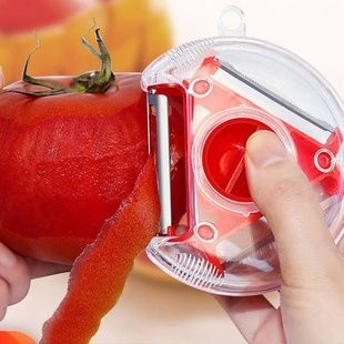 Універсальна овочерізка тристороння для нарізки соломкою Rotary multifunctional peeler Червона