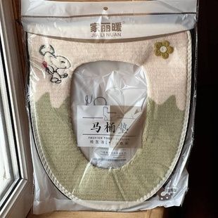 Чохол-сидіння на унітаз Toilet seat cover з квіточкою AND 04 Оливковий з бежевим