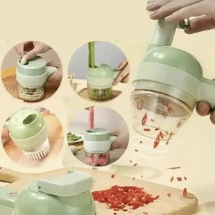 Подрібнювач механічний для овочів з насадками 4в1 Food Chopper Зелений