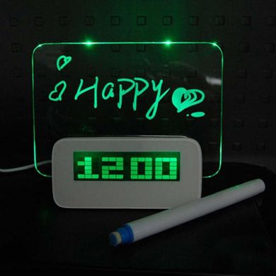 Настольные цифровые часы Foton с доской для записей LED clock Green