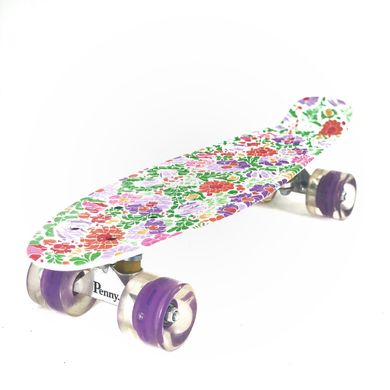 Скейт Пенні борд Best Board 24, колеса PU Сяючі Квіти (одностороннє забарвлення)