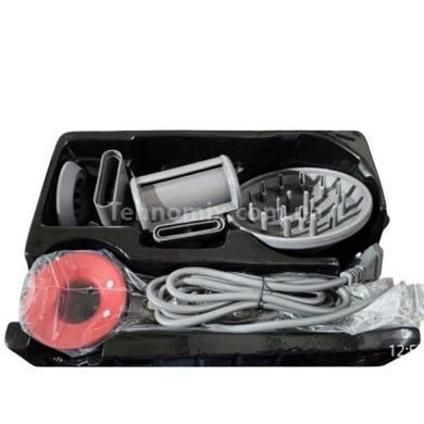 Фен-стайлер для волос 5 насадок 5в1 1600Вт Super Hair Dryer Fan Серый с красным