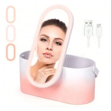 Органайзер для косметики с зеркалом от USB с подсветкой Cosmetic Mirror Розовый