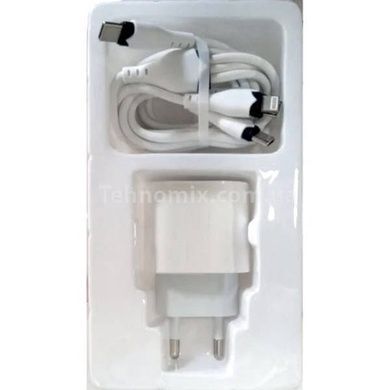 Адаптер з кабелем на 3 роз'єми 20W USB-С Power Adapter Білий
