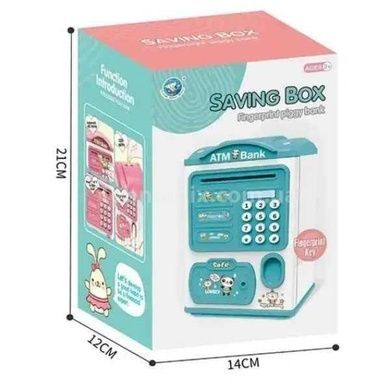 Сейф копилка с купюроприемником и отпечатком пальца Saving Box Голубой
