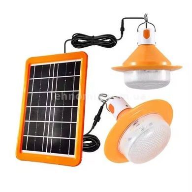 Комплект для освітлення сонячна панель + 2 світильники Solar Білий з оранжевим