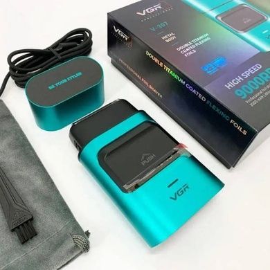 Електробритва акумуляторна з подвійним лезом 2000mAh VGR V-307 GREEN Зелена