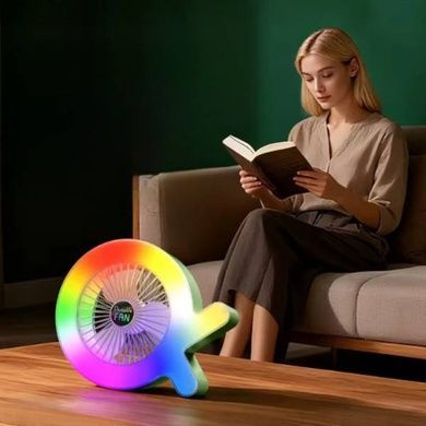 Вентилятор настільний акумуляторний з RGB підсвічуванням 1200мАч S-37