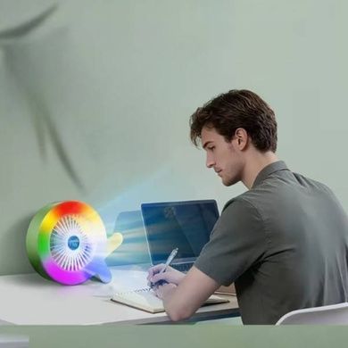 Вентилятор настільний акумуляторний з RGB підсвічуванням 1200мАч S-37