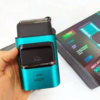 Електробритва акумуляторна з подвійним лезом 2000mAh VGR V-307 GREEN Зелена