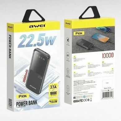 POWER BANK 22,5W 10000mAh AWEI P10k Черный