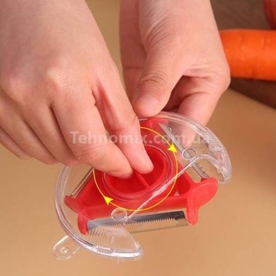Универсальная овощерезка трехсторонняя для нарезки соломкой Rotary multifunctional peeler Красная