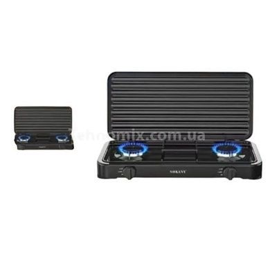 Плита газовая настольная на 2 конфорки эмалированная SOKANY SK6002 Черная