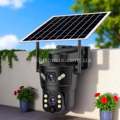 Камера відеоспостереження вулична із сонячною панеллю 360 4G Solar camear D05-4G V380 Чорна