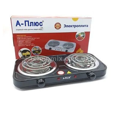 Электроплита спиральная на 2 комфорки Hot Plate A-PLUS Черная