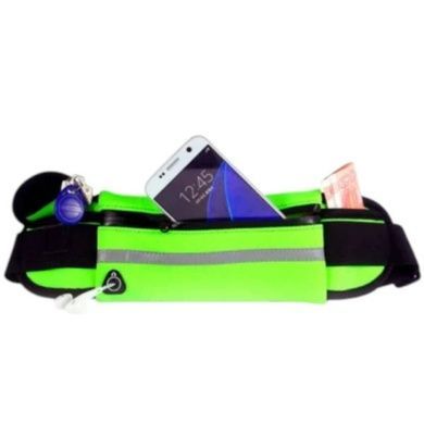 Сумка для бега на пояс RunningBag с карманом на бутылку Зеленый