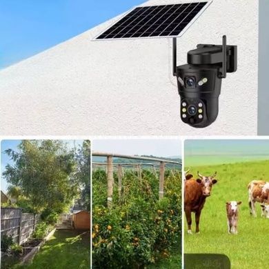 Камера відеоспостереження вулична із сонячною панеллю 360 4G Solar camear D05-4G V380 Чорна