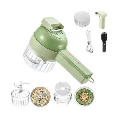 Подрібнювач механічний для овочів з насадками 4в1 Food Chopper Зелений