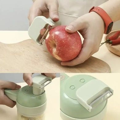 Подрібнювач механічний для овочів з насадками 4в1 Food Chopper Зелений