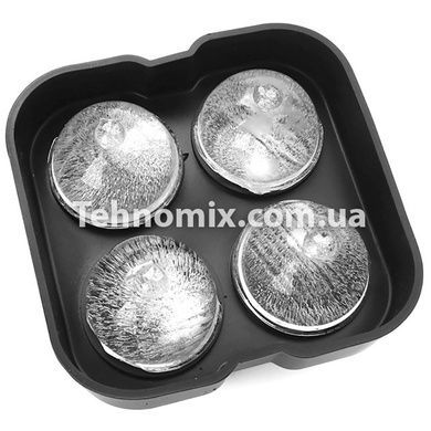 Силиконовая форма для льда черная (4 сферы)
