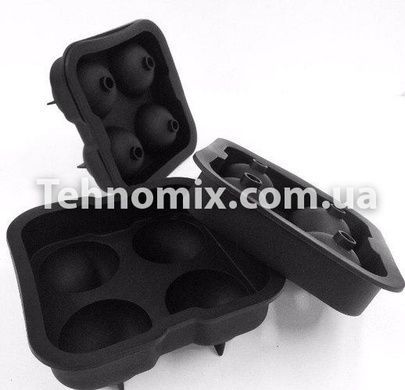 Силиконовая форма для льда черная (4 сферы)