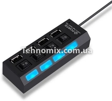Четырех-портовый USB хаб - Hub 4USB Черный