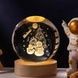 Шар акриловый Снеговики на луну 8см с подсветкой на подставке