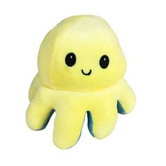 Мягкая игрушка осьминог перевертыш двусторонний «веселый + грустный» Желтый и голубой