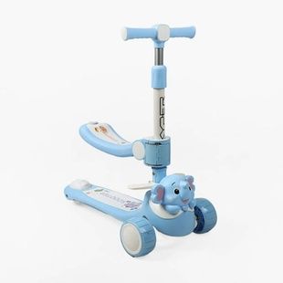 Самокат дитячий триколісний з сидінням, колеса PU 125х40мм Skyper T-2163/62 Блакитний