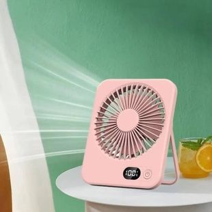 Вентилятор аккумуляторный настольный с дисплеем 16.5*13.2*3.8см Розовый