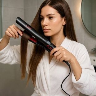 Праска-випрямляч для волосся з керамічним покриттям та LED-дисплеєм 230&deg;C VGR V-516 BLACK Чорний