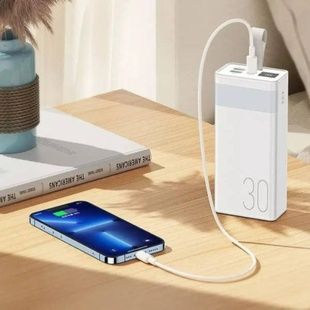 Power bank с фонариком и функцией быстрой зарядки 30000 mAh remax rpp-320 Белый