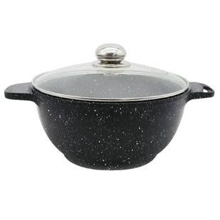 Котел із мармуровим покриттям з кришкою Benson 5,6л BN-366 Чорний