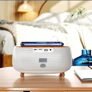 Колонка Bluetooth з годинником та бездротовою зарядкою NSP-2312 Біла