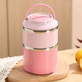 Ланч Бокс дворівневий з ємністю з нержавіючої сталі lunch-box AND LY-1032 Рожевий