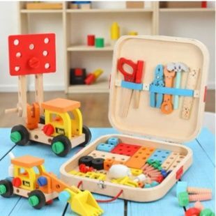 Набір дитячий ігровий Інструменти у валізі дерев'яні Kids Toolbox Різнокольоровий