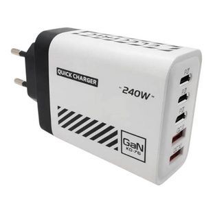 Зарядное устройство блок питания 240W 3*Type C, 2*Usb Белое