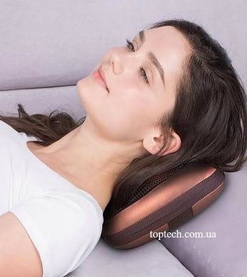 Портативний роликовий масажер в авто та для дому HOME CAR MASAGE PILLOW brown на 4 ролики