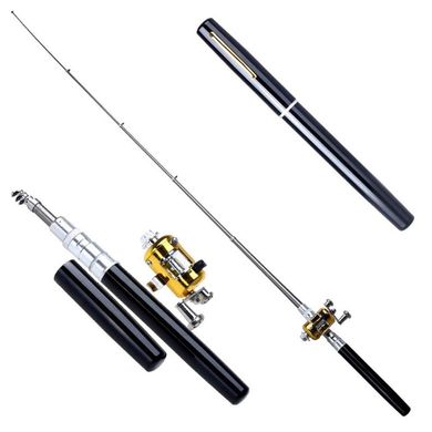 Складна міні вудка 97 см Fishing Rod In Pen Case Black