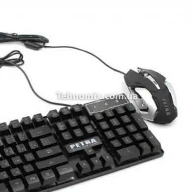 Нове надходження Ігрова клавіатура і миша з підсвічуванням Gaming PETRA MK1 геймерський комплект